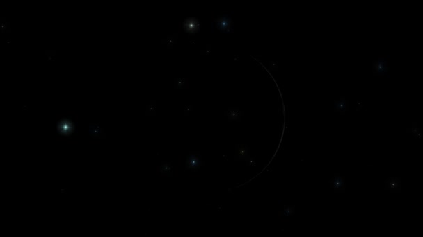 星の夜のクレセントムーンコンセプト H1現実的で自然な月と星の効果アニメーションを持つ宇宙から見た — ストック動画