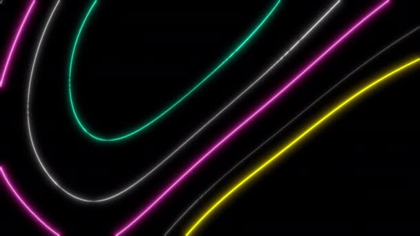 Kavram Soyut Sıvı Çizgiler Geometrik Parıltılı Neon Renk Canlandırma Arka — Stok video