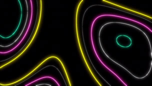 Kavram Soyut Sıvı Çizgiler Geometrik Parıltılı Neon Renk Canlandırma Arkaplanı — Stok video