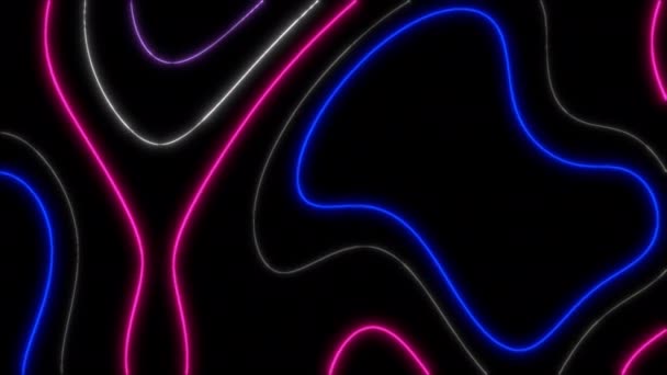 概念4 T1抽象液态线迷幻图案霓虹灯色彩动画背景具有地形效果和霓虹灯效果 — 图库视频影像