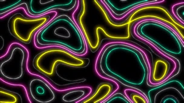 Concept Abstrakt Flydende Linjer Animation Baggrund Geometrisk Glød Neon Farve – Stock-video