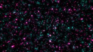 Dış uzaydan yıldızların hareketli ve yanıp sönen yıldızlarıyla soyut yıldız alanının 27-S1 görünümü.