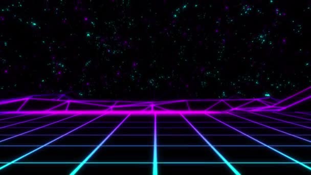 Onderwerp Oneindige Abstracte Neon Retrowave Looping Geanimeerde Achtergrond Met Bewegende — Stockvideo