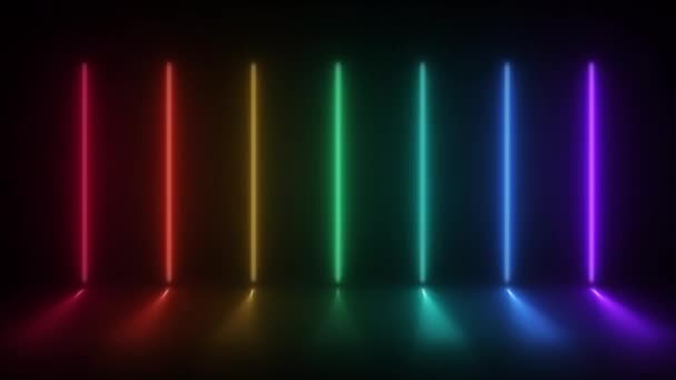 Концепція Анімаційне Абстрактне Неонове Світло Світлодіодним Світловим Ефектом Мерехтливим Візерунком — стокове відео
