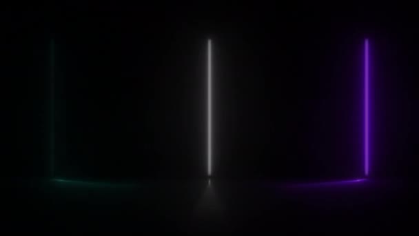 Koncept Animované Abstraktní Neonové Světlo Led Světelným Efektem Blikajícím Obrazcem — Stock video