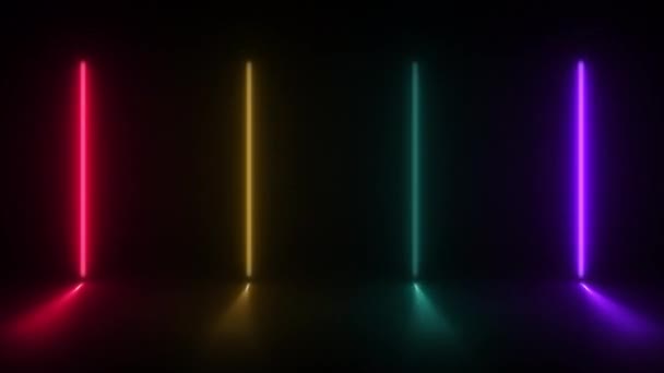 Concept Κινούμενο Αφηρημένο Φως Νέον Led Εφέ Φωτός Και Μοτίβο — Αρχείο Βίντεο
