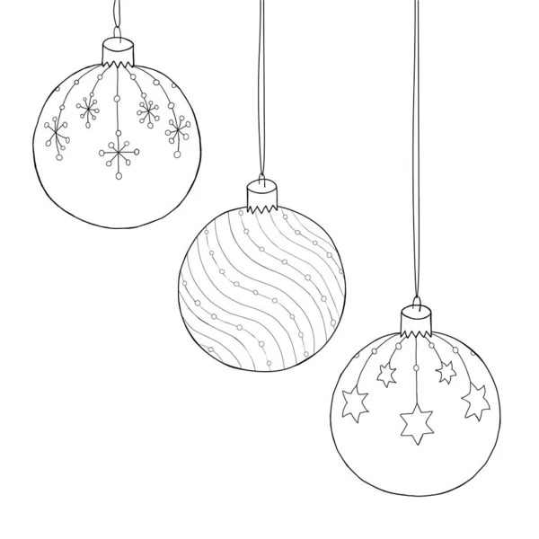 Ensemble de boules de décorations d'arbres de Noël. Vecteur — Image vectorielle