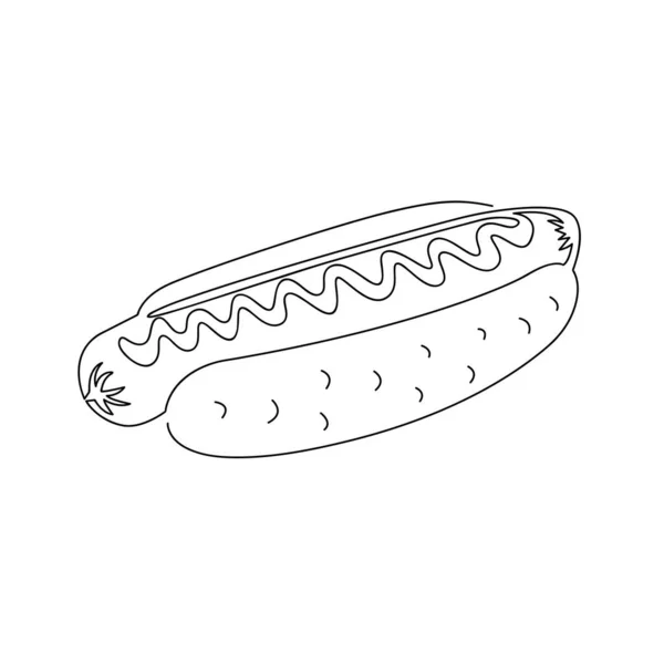 Cachorro quente em um fundo branco. arte de linha — Vetor de Stock