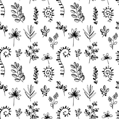 Basit çiçek dallarıyla kusursuz desen