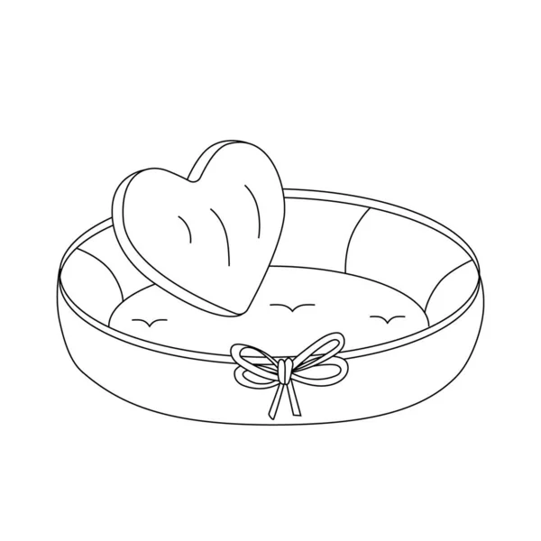 A pet bed with heart-shaped pillow. — Stock Vector