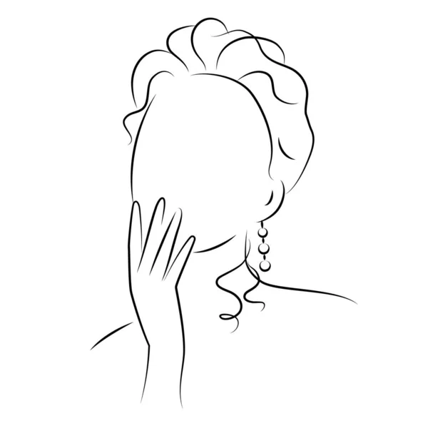 얼굴 과 머리 모양의 여자들의 윤곽. — 스톡 벡터