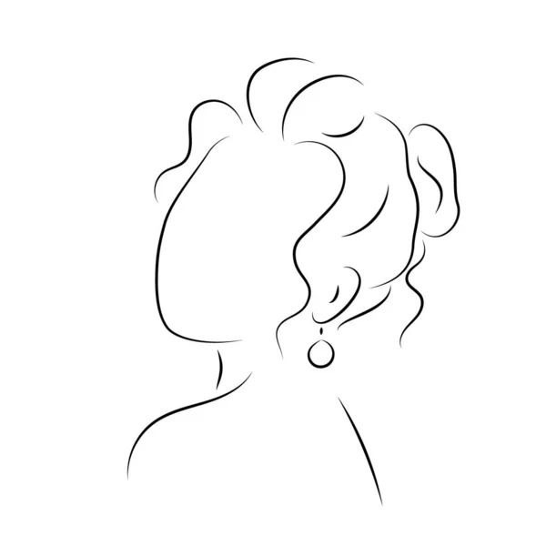 女性の顔や髪型のシルエット. — ストックベクタ