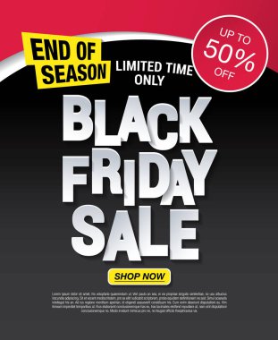 Kara Cuma indirimli bayrak tasarımı, vektör illüstrasyonu