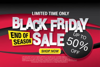 Kara Cuma indirimli bayrak tasarımı, vektör illüstrasyonu