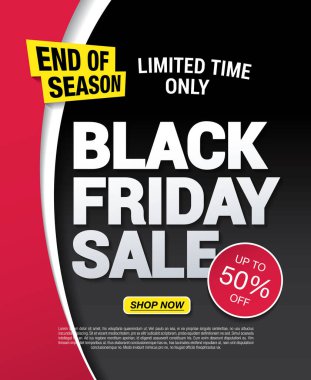 Kara Cuma indirimli bayrak tasarımı, vektör illüstrasyonu