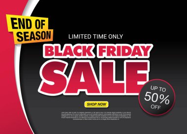 Kara Cuma indirimli bayrak tasarımı, vektör illüstrasyonu