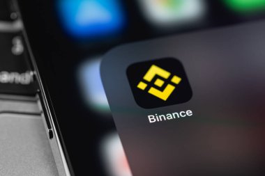 Binance icon mobile app on screen smartphone iPhone closeup. Binance - one of the largest cryptocurrency exchange on the market. Moscow, Russia -  July 27, 2021