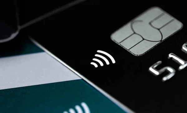 Bankcard Metal Electronic Emv Chip Rfid Contactless Payment Closeup Macro — Stock fotografie