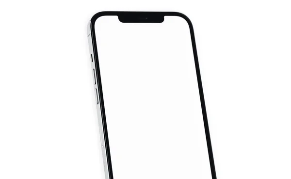 Mockup Smartphone New Iphone Blank White Screen Empty Display Closeup — 图库照片