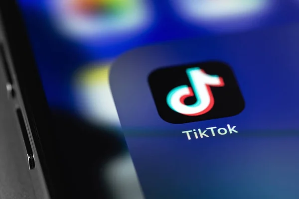 Tiktok Icon Mobile App Screen Smartphone Iphone Macro Closeup Tiktok — Stok Foto