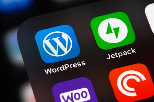 Wordpress Icon Mobile App Screen Smartphone Iphone Interface Wordpress Open — Fotografia de Stock