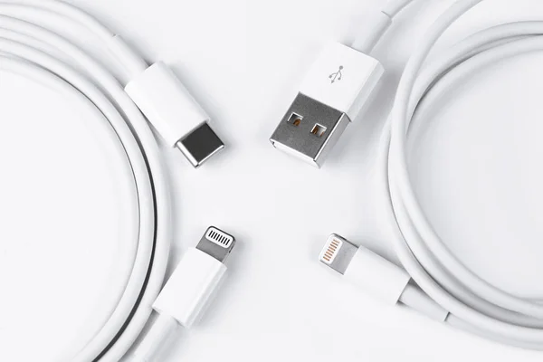 Apple Lightning Usb Και Καλώδιο Usb Closeup Μακροεντολή Apple Είναι — Φωτογραφία Αρχείου