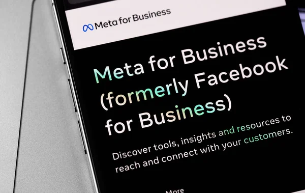 Meta Business Facebook Ads Website Closeup Screen Smartphone Meta Platforms — Fotografia de Stock