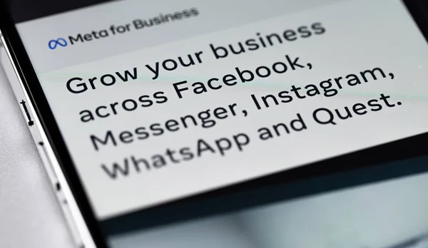 Meta Business Facebook Ads Website Screen Smartphone Meta Platforms Inc — Zdjęcie stockowe