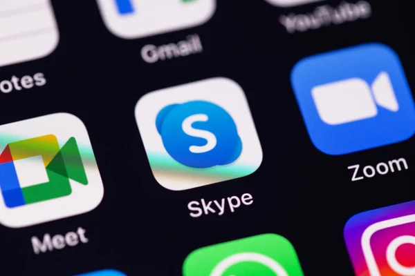 Skype Mobile Icon App Screen Smartphone Iphone Closeup Skype Video — Foto de Stock