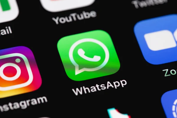 Whatsapp Мобільний Іконний Додаток Екрані Смартфона Iphone Макроінтерфейс Whatsapp Популярною — стокове фото