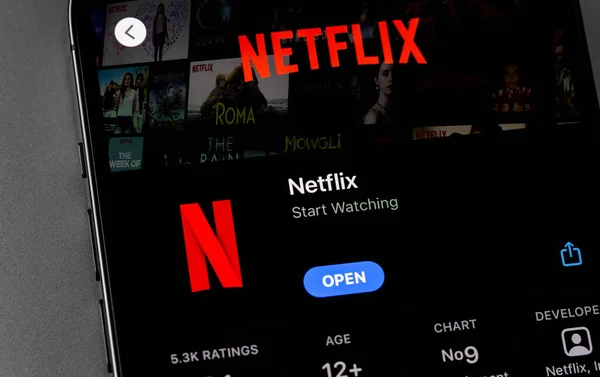 Netflix Logo Icon App Screen Smartphone Iphone Closeup Netflix International — Fotografia de Stock