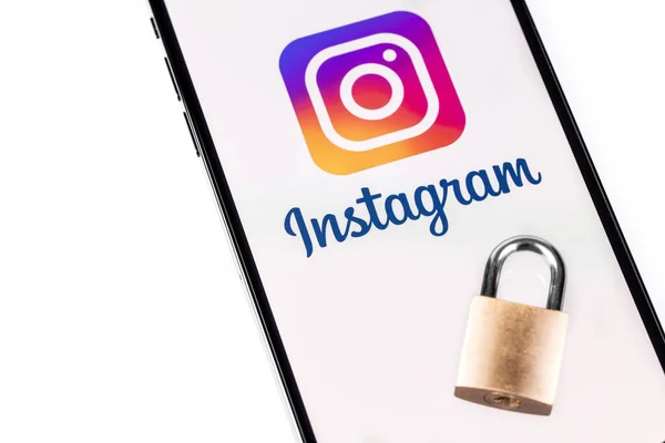 Instagram Mobile App Screen Smartphone Iphone Lock Closeup Instagram Photo — Stok Foto