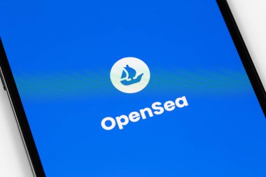 Opensea is the largest NFT marketplace. Non fungible tokens are unique tokens or digital assets that generate value because of their uniqueness. Batumi, Georgia - March 15, 2022 clipart