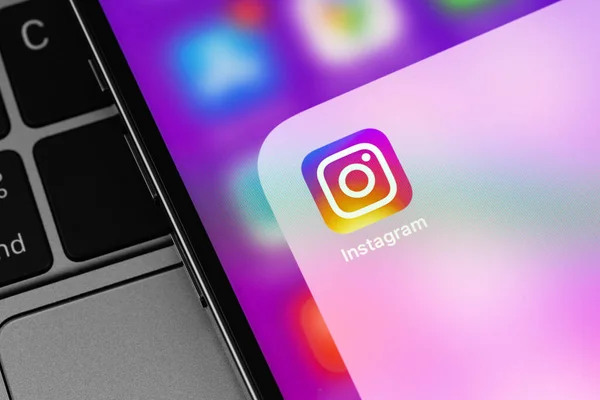 Instagram Mobile Icon App Screen Smartphone Iphone Closeup Instagram Photo — Stock Photo, Image