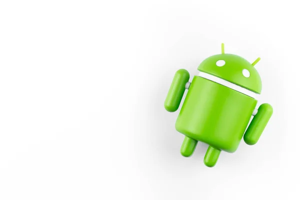 Google Android Figure White Background Top View Google Android Operating — ストック写真