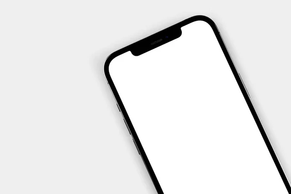 Mockup Smartphone Iphone Blank White Empty Screen Angle Closeup White — 图库照片