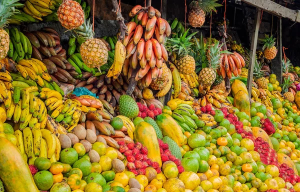 Plank Van Vele Verse Vruchten Vers Fruit Kraam Concept Van — Stockfoto