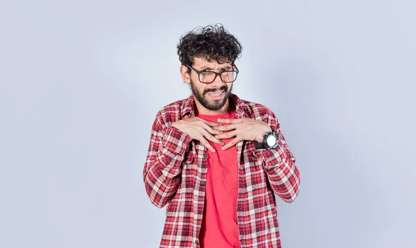 Kerl Mit Ekelausdruck Mann Mit Ekelausdruck Mit Händen Auf Der — Stockfoto