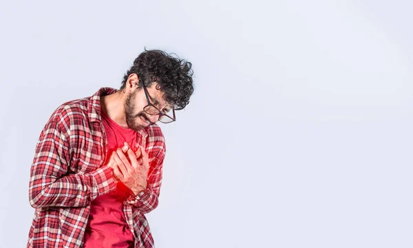Hombre Con Dolor Cardíaco Sobre Fondo Aislado Hombre Con Dolor —  Fotos de Stock