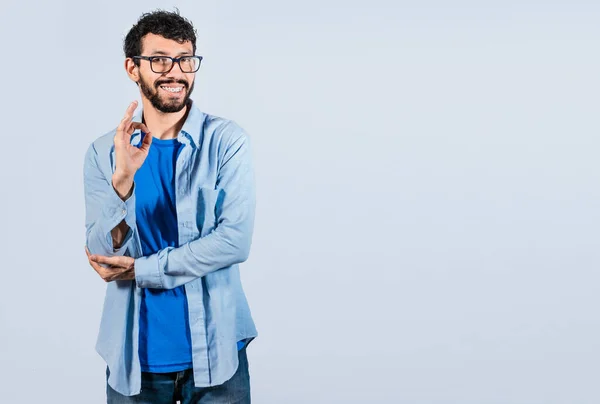 Man Gestikulerar Allt Ung Man Gör Gest Ler Man Visar — Stockfoto