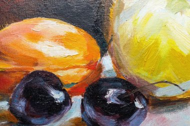 Natürmort renkli boyama doku yağlı boya meyve meyve
