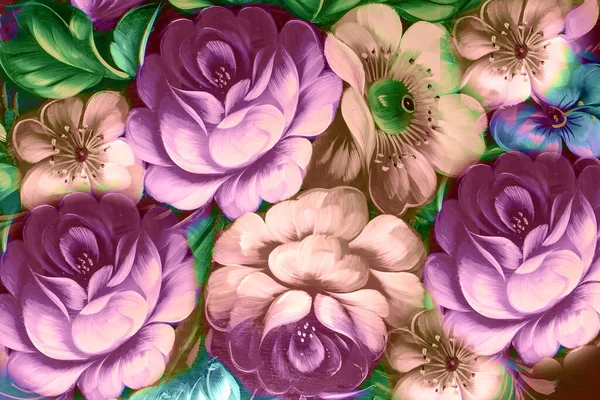 Flores Pintura Óleo Impresionismo Estilo Bodegón Color Del Arte Imagen — Foto de Stock