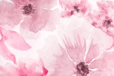 Suluboya çiçek resmi. Çiçek arkaplan. Çiçekli suluboya arka plan. Tebrik kartı. Düğün davetiyesi şablonu. Çiçek kartı. Bahar çiçekleri.