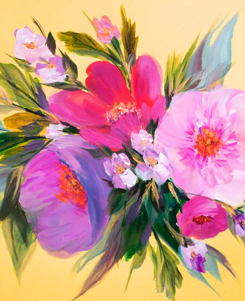 Oil Painting Impressionism Style Flower Painting Still Painting Canvas Artist — ストック写真