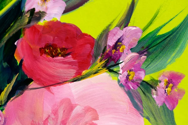 Oil Painting Impressionism Style Flower Painting Still Painting Canvas Artist — ストック写真
