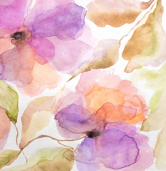 Watercolor Flower Painting Floral Background Watercolor Floral Background Greeting Card —  Fotos de Stock