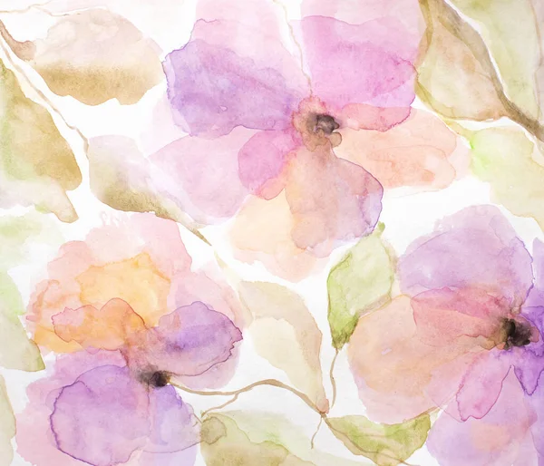 Watercolor Flower Painting Floral Background Watercolor Floral Background Greeting Card — стоковое фото