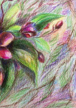 Kalem çizimi. Empresyonizm çiçek resmi