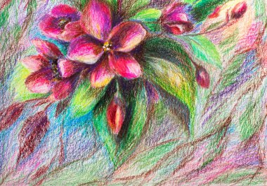 Kalem çizimi. Empresyonizm çiçek resmi