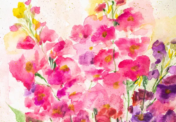 Watercolor Flower Painting Floral Background Watercolor Floral Background Greeting Card — 스톡 사진